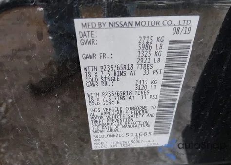 2020 Infiniti Qx60 Luxe Awd z USA, uszkodzony, nr VIN 5N1DL0MM2LC511665